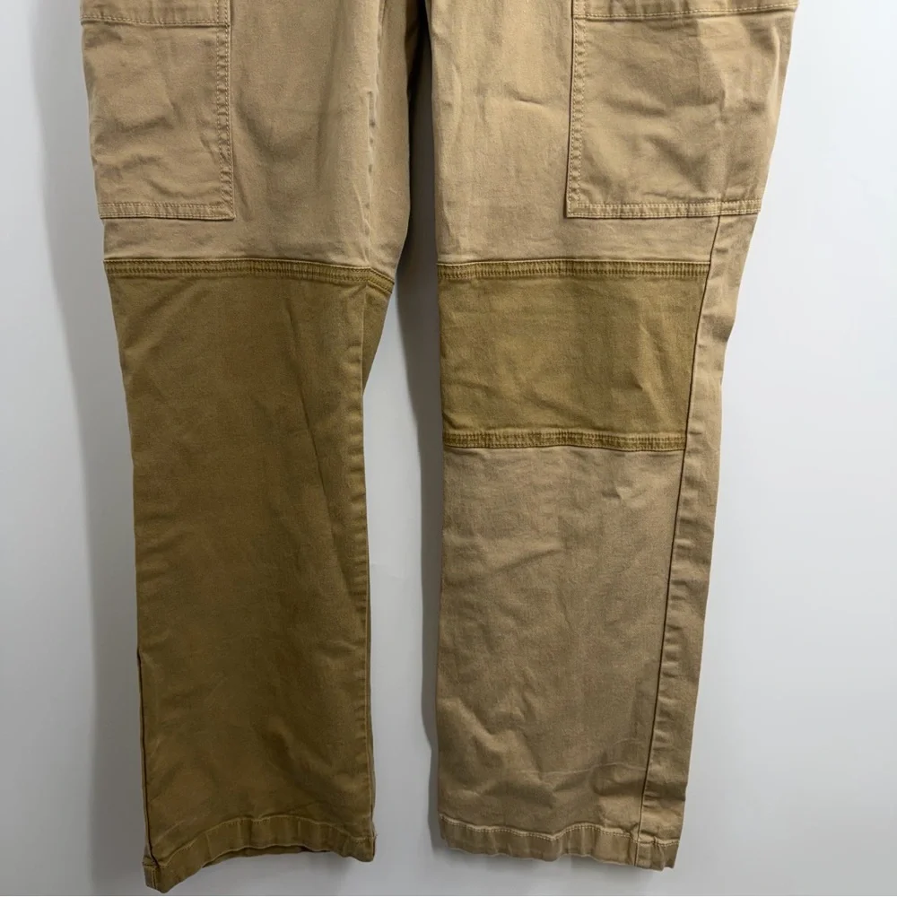 CAbi Captain Pants 4510 Utility Cargo Patchwork Khaki Straight Leg Women’s 12